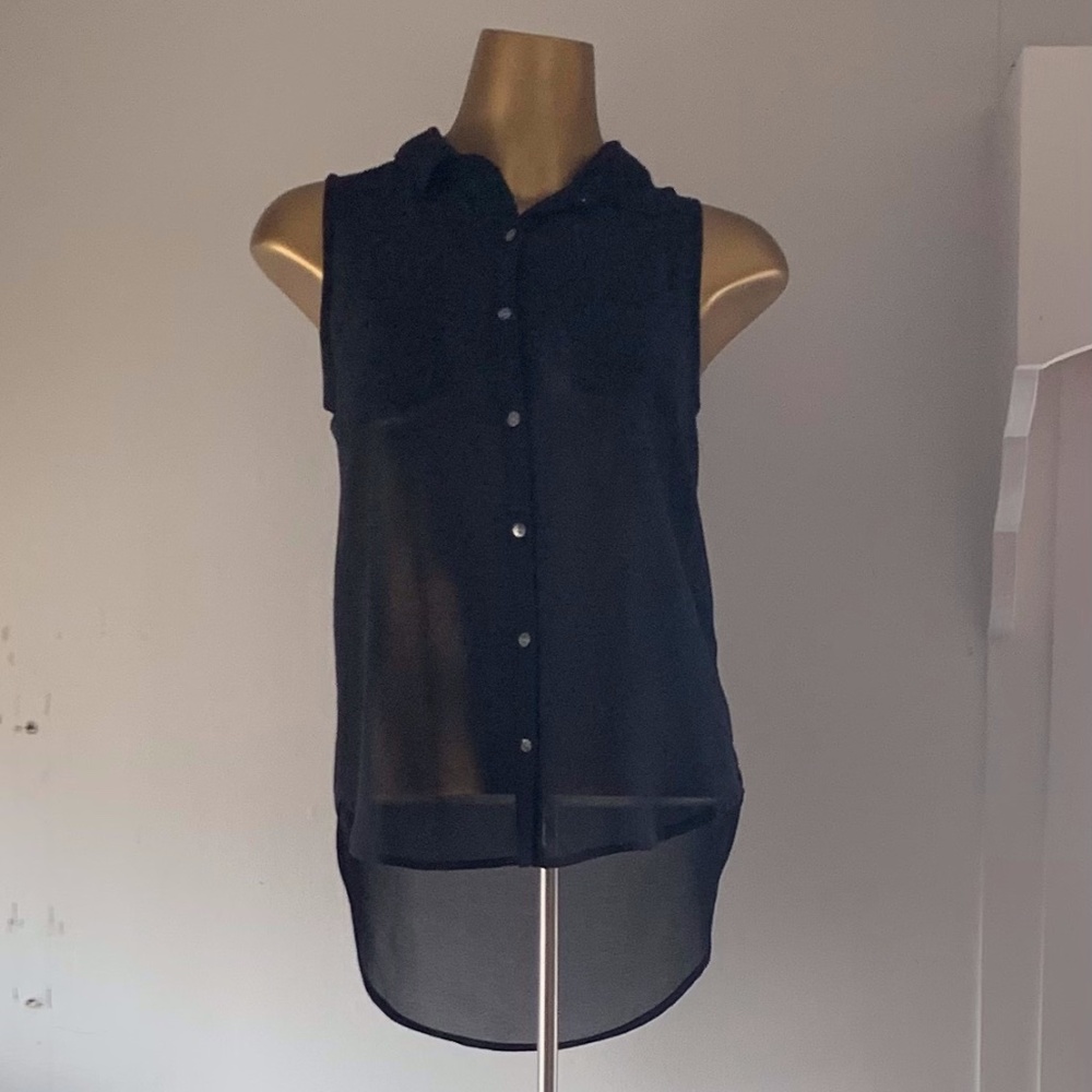 Sheer sleeveless black top size small
